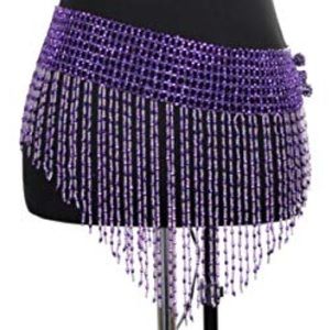 Purple Elastic Beaded Rave/Belly Dancing Skirt